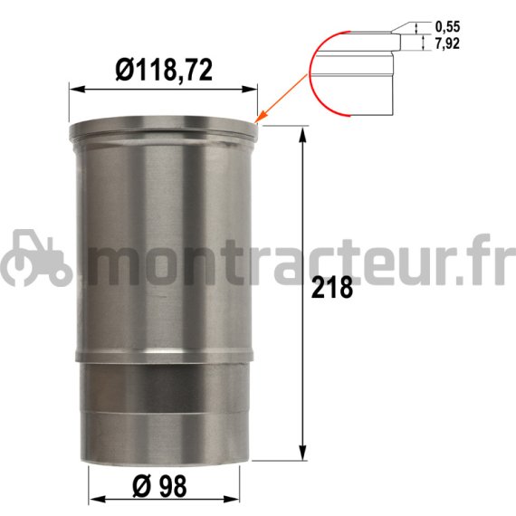 CHEMISE FINIE Ø 98 X 106 MM - L 208 MM