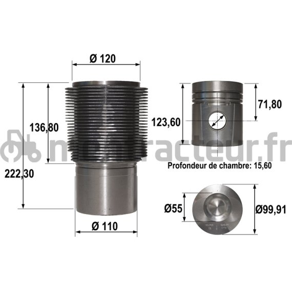 ENSEMBLE CHEMISE - PISTON Ø 100 MM