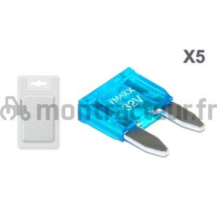 FUSIBLE MINI FICHES PLATES 15A - BLEU (BLISTER 5 PIÈCES)
