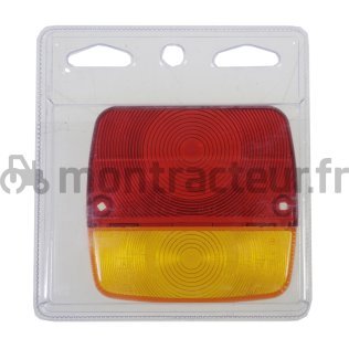 CABOCHON FEU ARRIERE ROUGE/ORANGE - DROIT 106 X 100 MM 